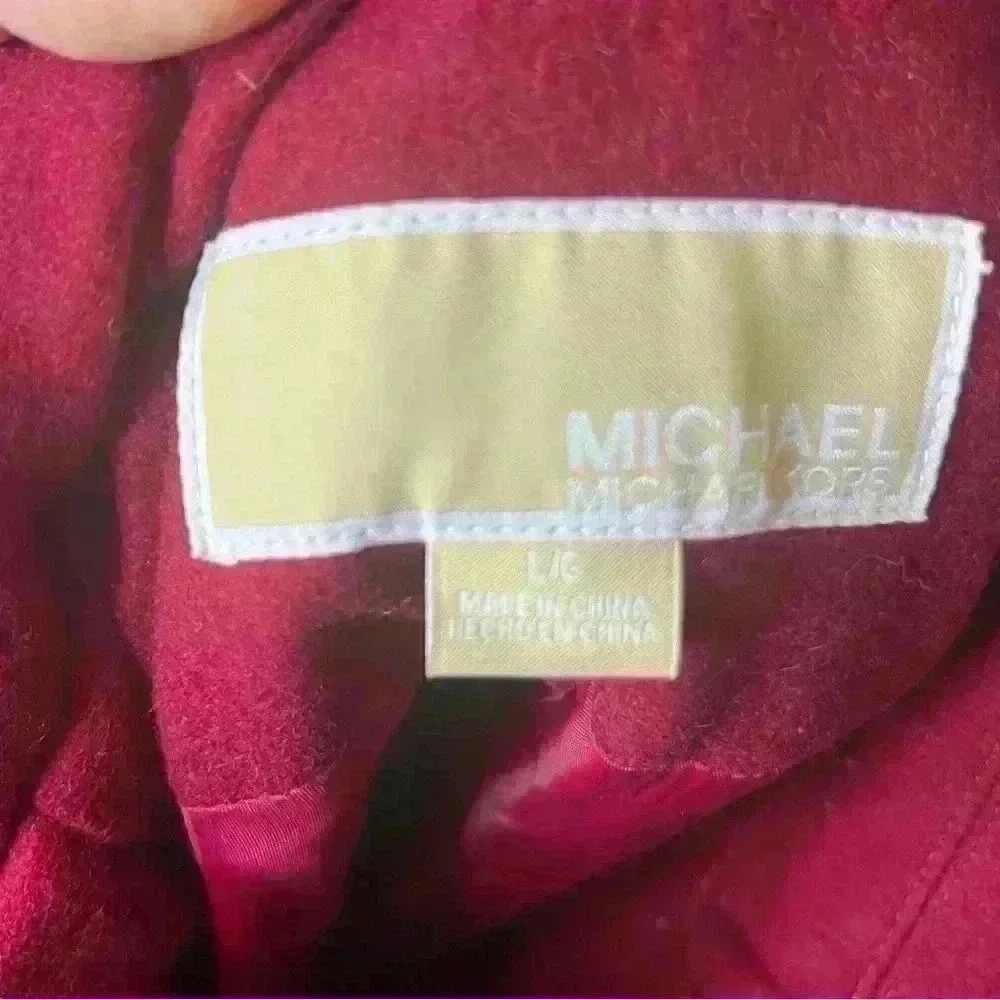 Michael Kors Wool Blend Peacoat‎ Jacket Button Down Women Large Red Lined Warm